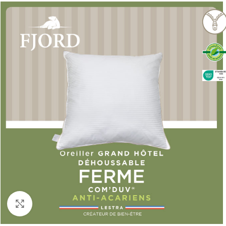 Oreiller FJORD Déhoussable Anti-Acariens Ferme